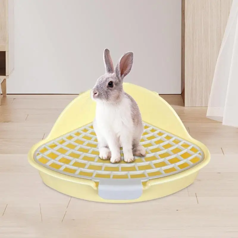 Medium Rabbit Litter Box Mini Pet Urinary Bowl Bunnies Corner Toilet Box for Hamster Dragon Cat Guinea Pig Dutch Pig Supplies