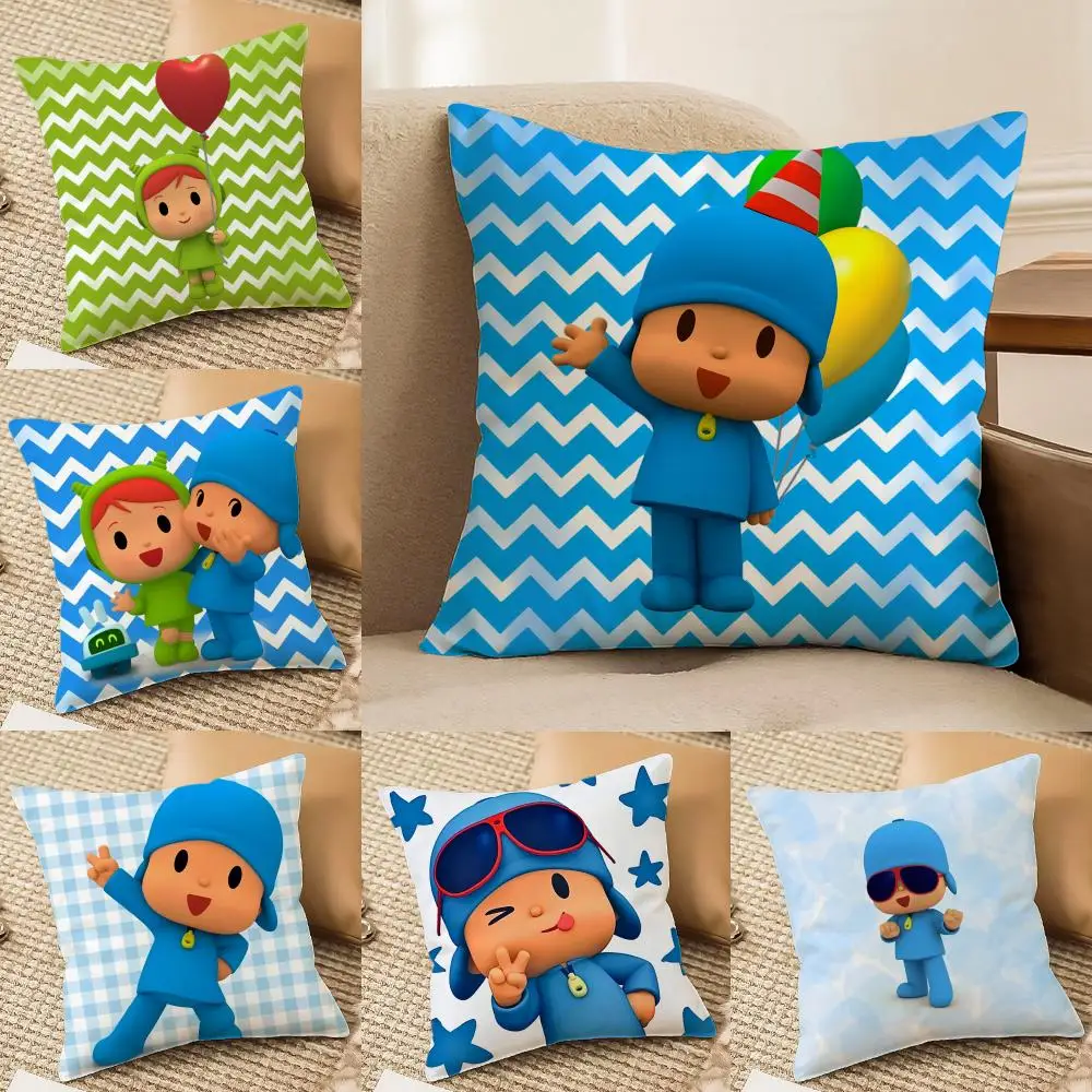 

Милая мультяшная наволочка P-PocoyoS из короткого плюша с двусторонним принтом, квадратная наволочка для дивана, декор для дома