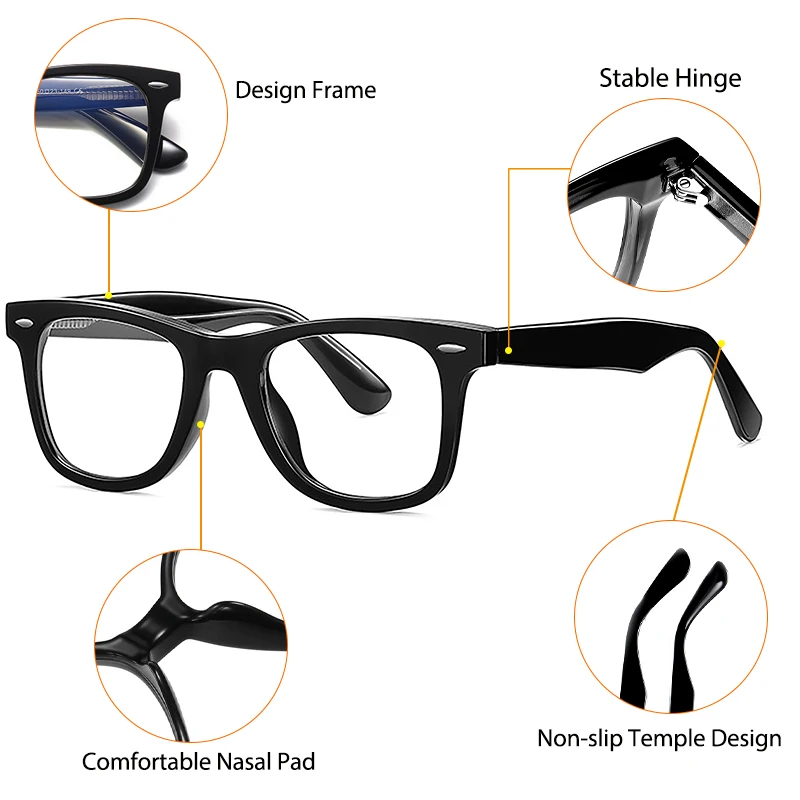 CATERSIDE Mode Herren Brillengestell Markendesign Hochwertige Tr-90 Rahmen Damen Anti Blaues Licht Computerbrille – Detail 2