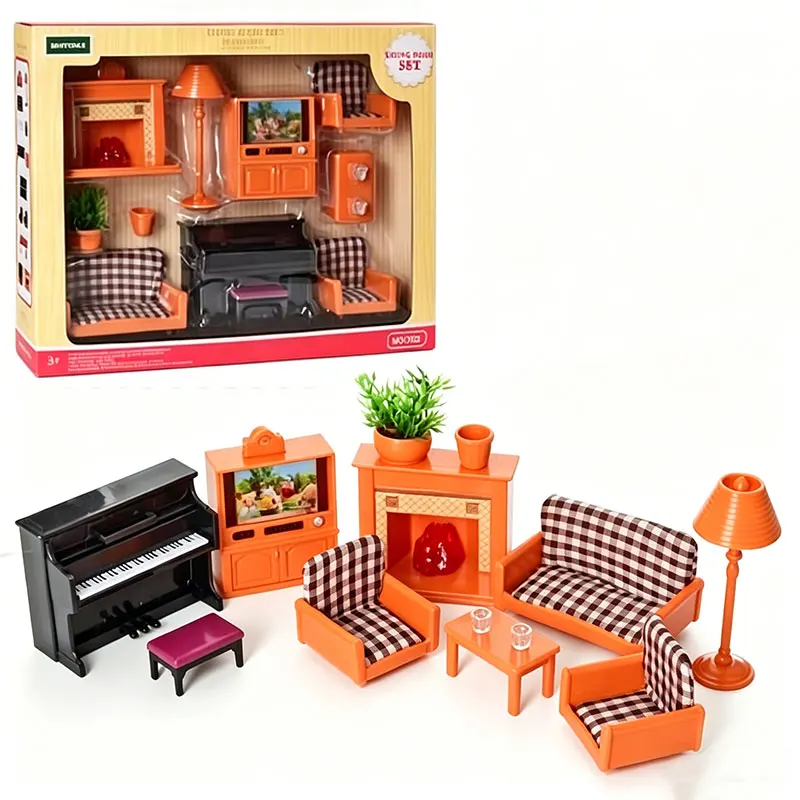 1/12 Scale Dollhouse Furniture Set Bedroom Bathroom Kitchen Livingroom Miniature DIY Accessories for Kid Pretend Play Mini House