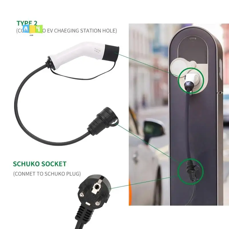 

A04E-Type2 To Schuko 16A Electrical Car Type 2 Charging Side Plug To Schuko Socket EV Charging Adapter Car Charging Stations