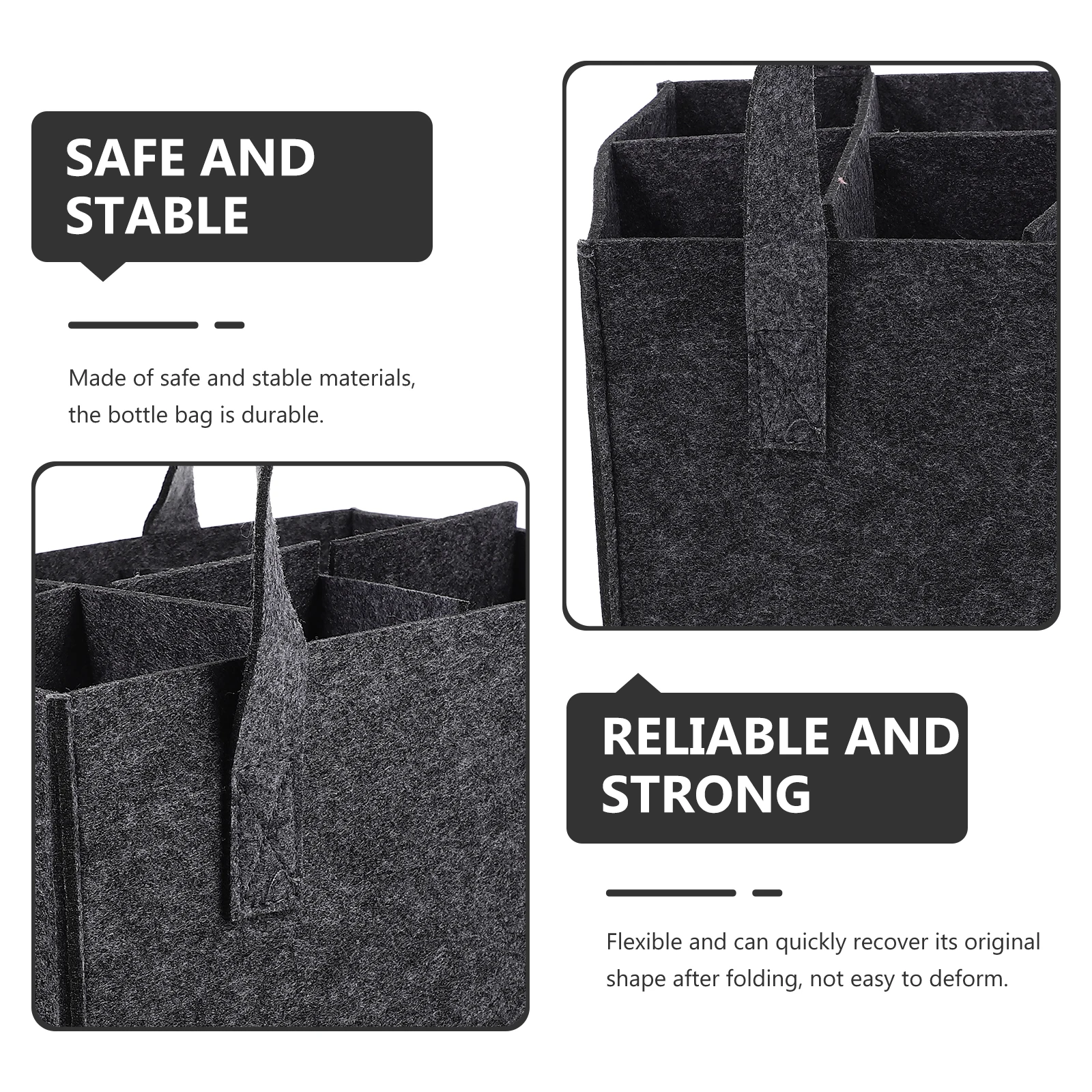 

2pcs Gift Tote Bag for Beer Bottle Storage Felt Carrier Bag with Handle Portable Foldable Lightweight Red for Home