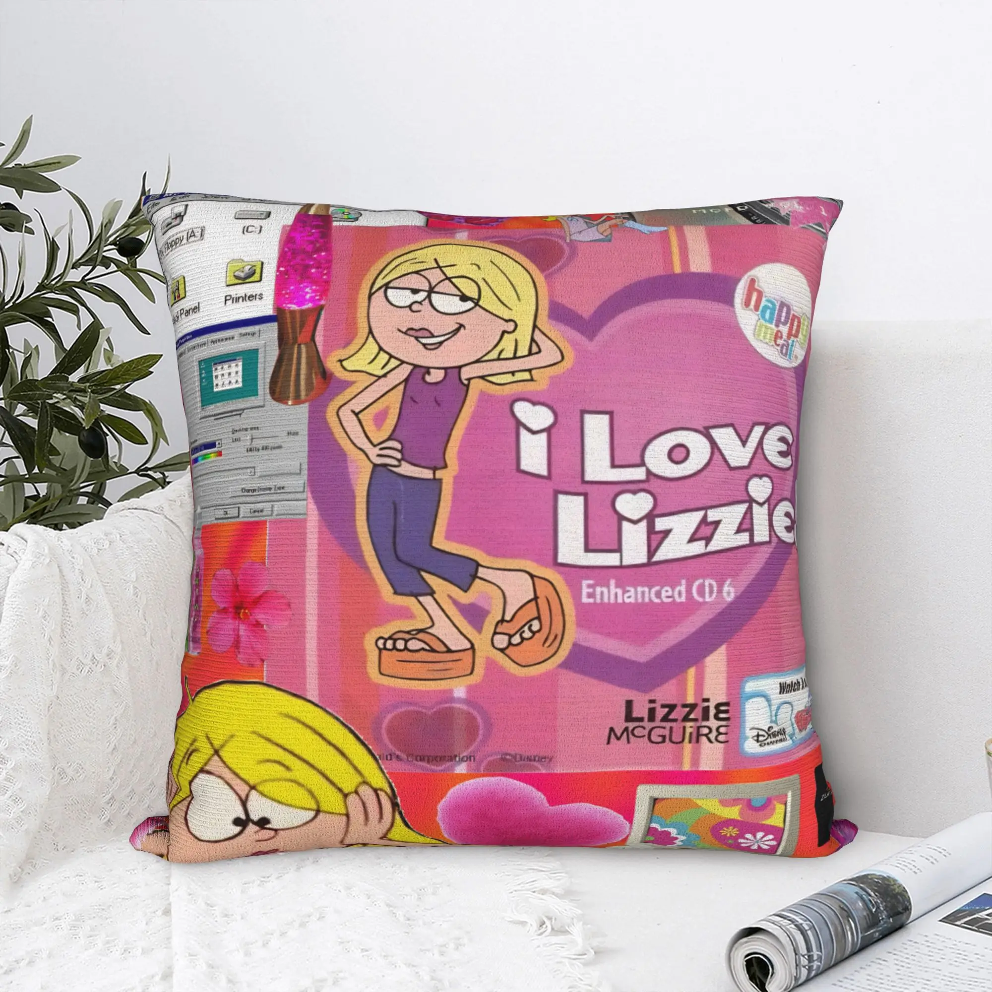 Lizzies Anime McGuires Square Pillow Cases  Cushion Covers Awesome Zippered Decorative Pillowcase for Sofa 40x40cm