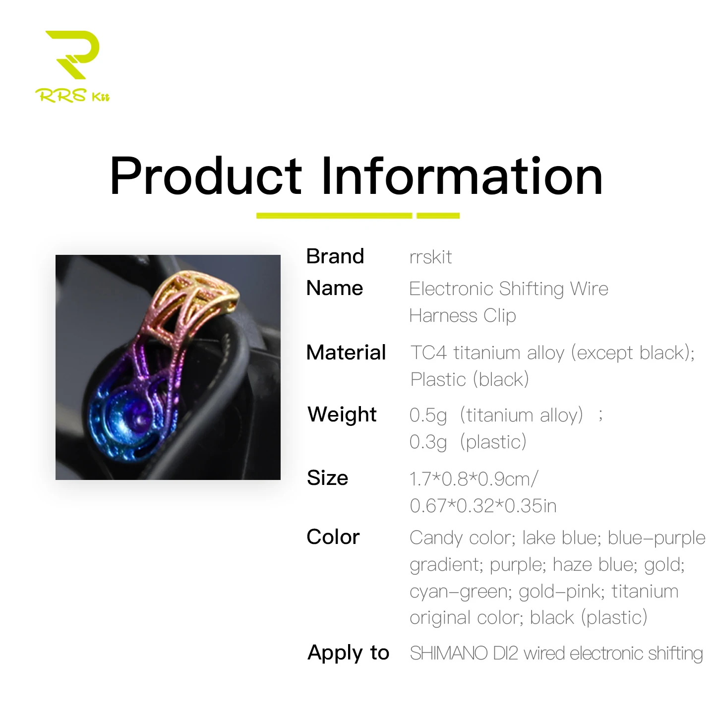 RRSKIT Electronic Shifting Wire Harness Clip For Shimano Di2 Wired Electronic Derailleur Titanium Alloy And Plastic Harness Clip
