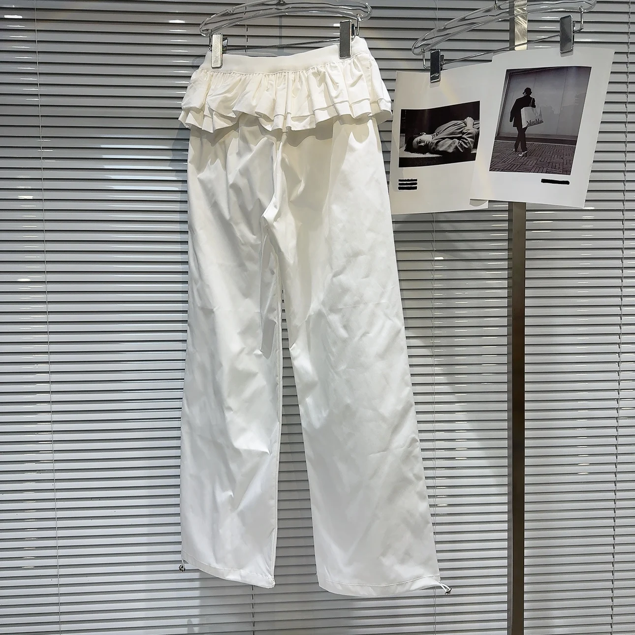 セクシーでトレンディな折りたたみウエスト、ワイドレッグのカジュアルパンツ、2025年秋のストリートスタイル、ウエストロングパンツのツーピースセット