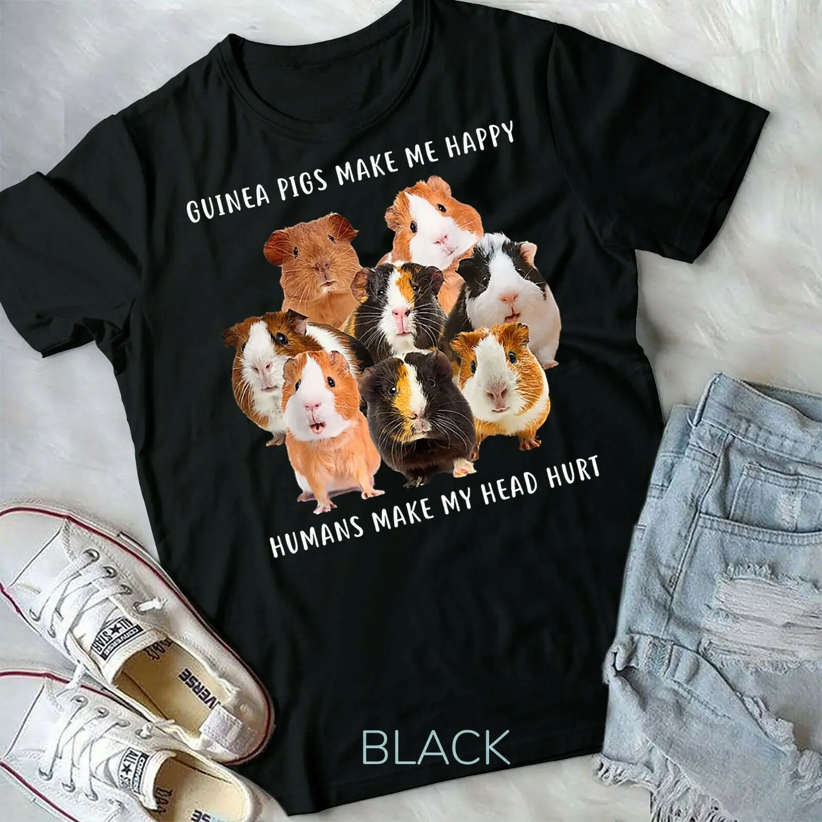 

Guinea pigs make me happy Humans make my head hurt - Unisex Form T-Shirt