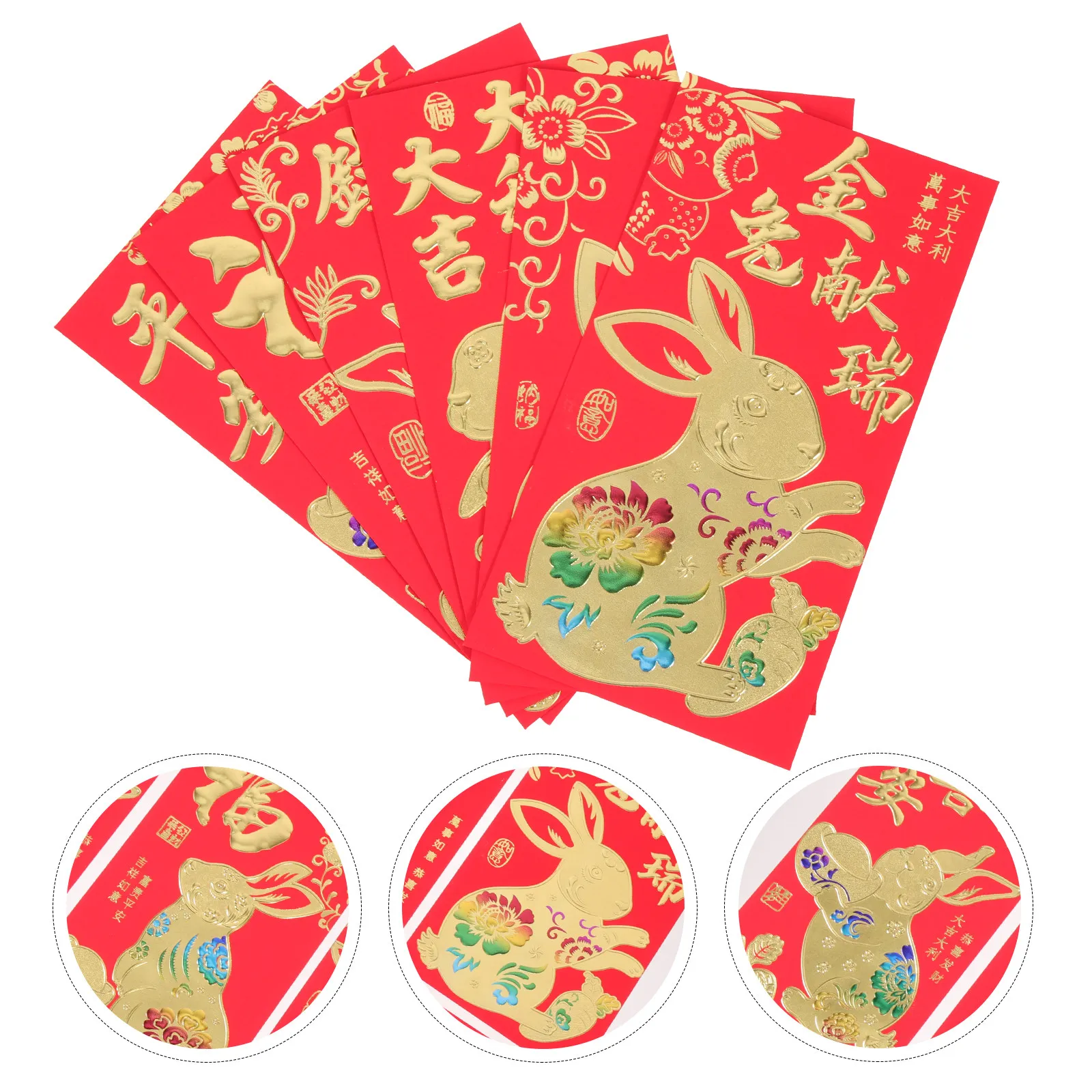 60Pcs Year of The Rabbit Red Packets 2023 Spring Festival Red Envelopes Decorative Lucky Money Bags with Bunny Patterns Festive