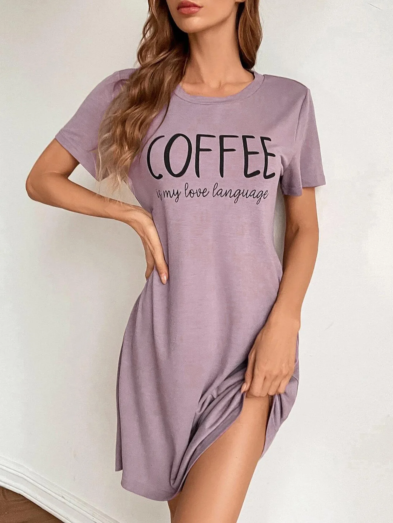 2024 New Style Simple and Stylish Round Neck Dress Ladies Summer Home Wear Sleepwear Women