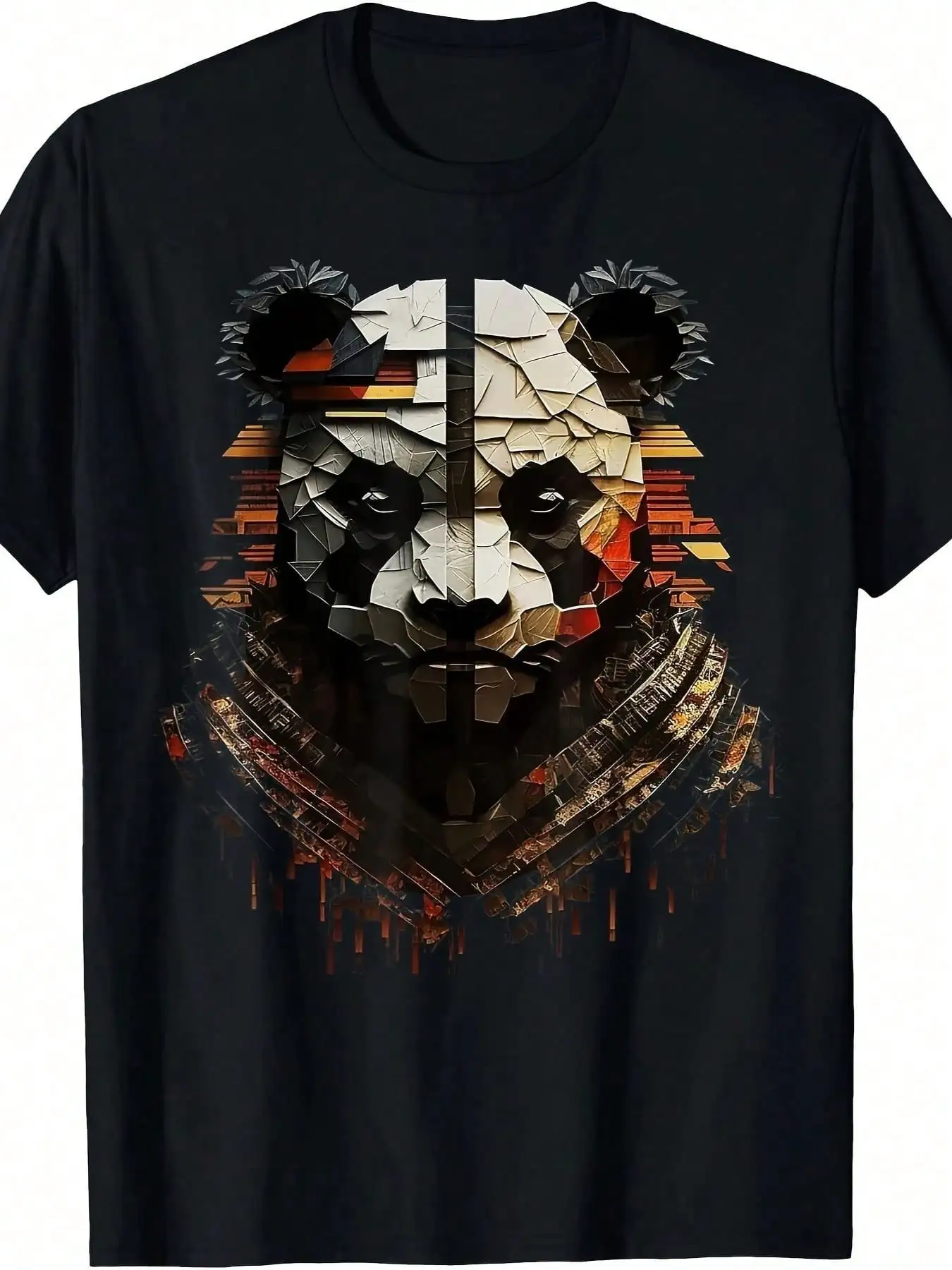 

[Panda Fantasy T-Shirt] Panda Fantasy Animal Print Art Animal Lover Panda T-Shirt, Slight Stretch, Casual Top For, All-Season