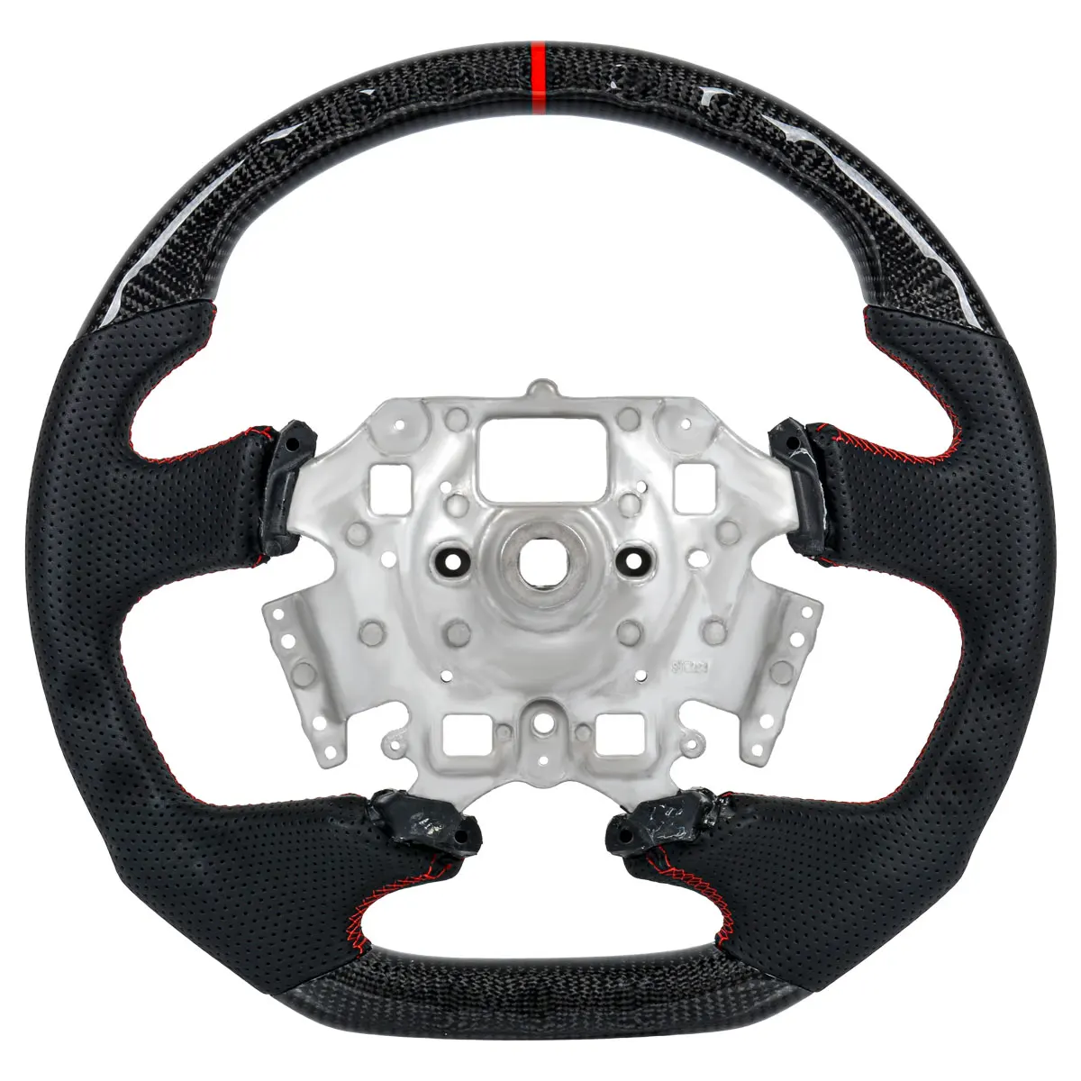 For FORD Falcon FPV GT Real Carbon Fiber Racing Steering Wheel Perforated Leather Car Acesssorie D Shape Red Correct Mark