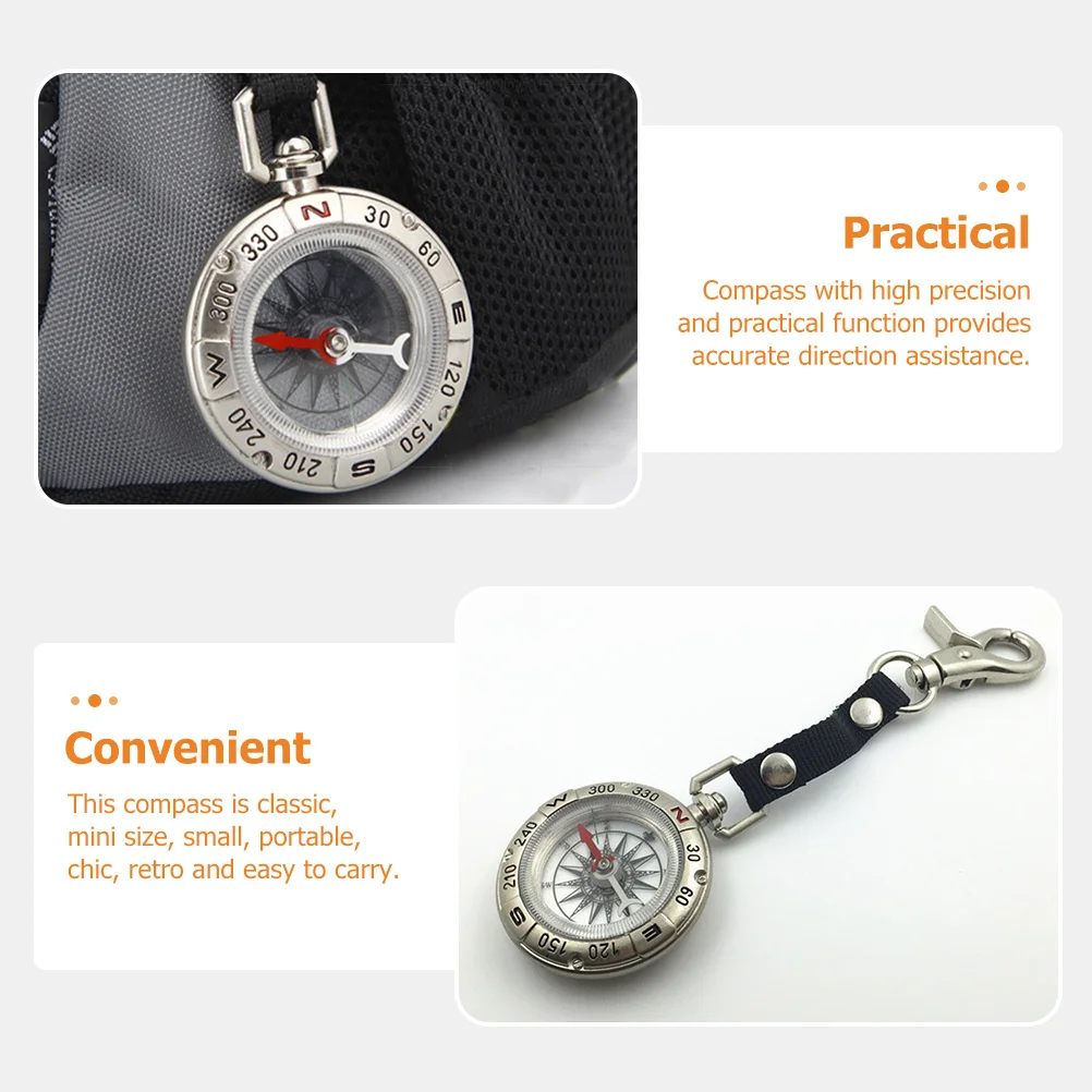 

Vintage Pocket Compass Portable Mini Hiking Survival Lightweight Lanyard Design Easy Read Accurate Measurement Small Functional