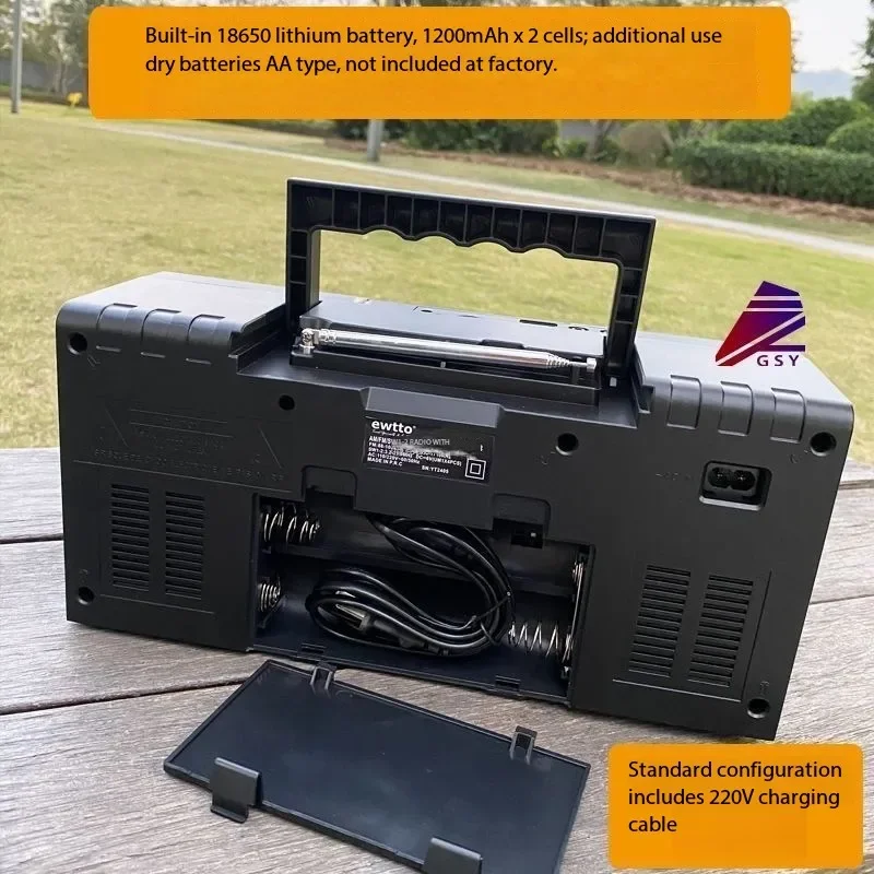 الرجعية المحمولة القابلة لإعادة الشحن كامل النطاق راديو لكبار السن FM/AM/SW1-2 4 الفرقة استقبال بطاقة سمّاعات بلوتوث USB TF مشغل MP3 #4