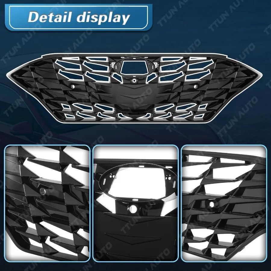 شبكة المصد الأمامي لـ 20202023 Hyundai Sonata Limited SEL Sport Models إصدار رياضي مع مستشعر متكامل وفتحات كاميرا #4