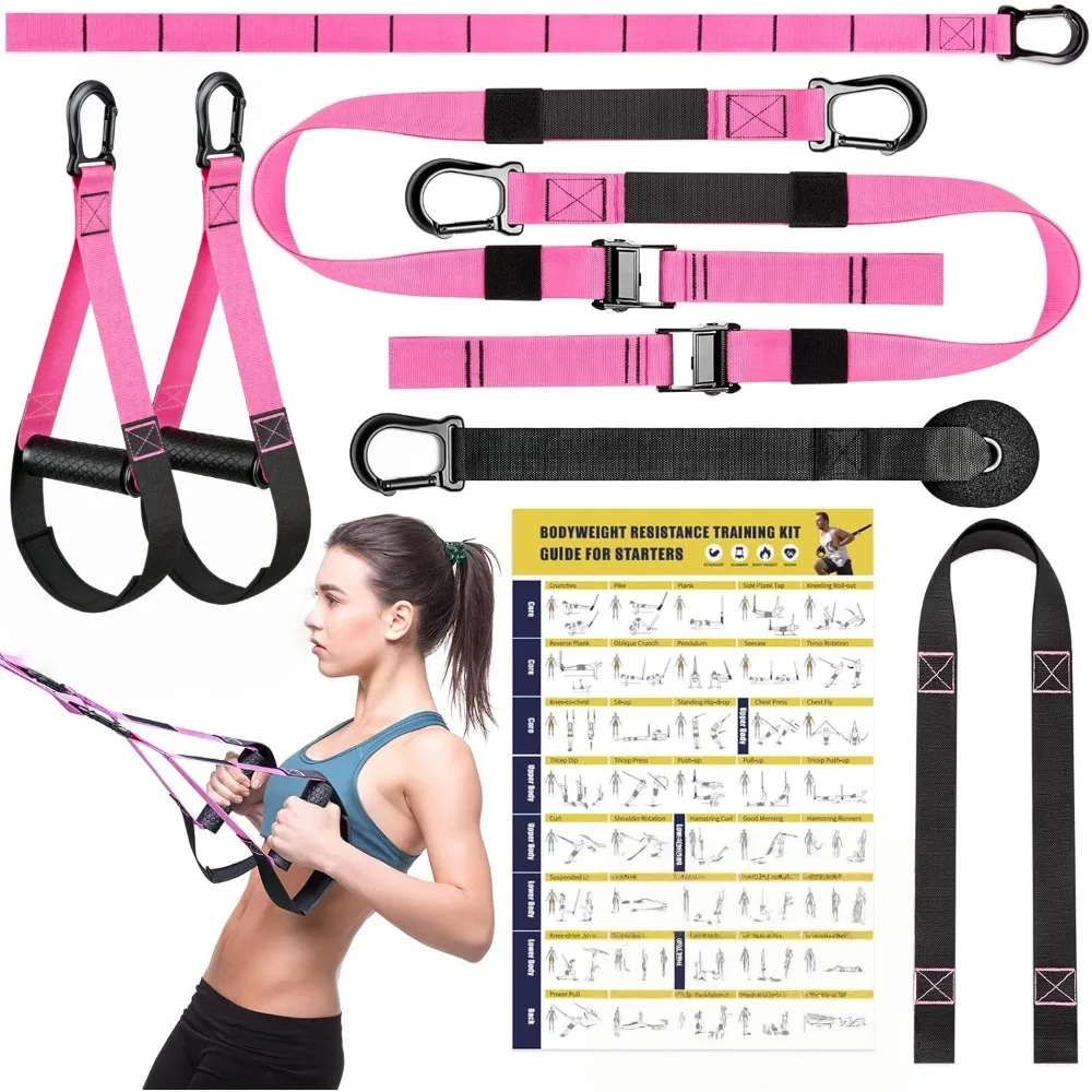 Heimfitness-Set: Widerstandsband-Trainingsgurte mit Griffen, Türanker und Tragetasche für Indoor- und Outdoor-Workouts