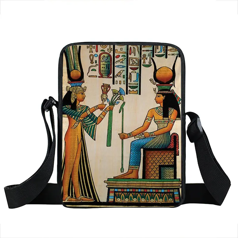 Egyptian Art Print Crossbody Bag Egypt Pharaoh Anubis Messenger Bags Small Satchel Women Handbag Vintage Shoulder Bag for Travel