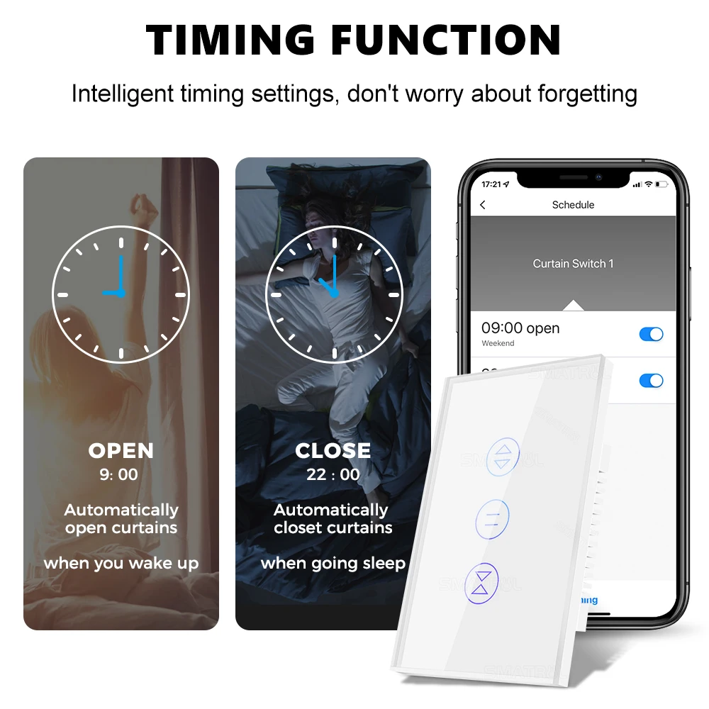 Tuya WiFi умный занавес переключатель Сенсорная стеновая панель США Бразилия вилка слепой рольставни Smartlife приложение управление голосом для