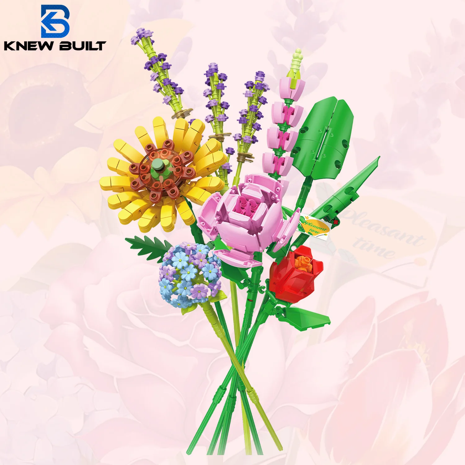 KNEW BUILT Mini Flower Bouquet 3D Model Building Blocks Ideal Holiday Gift for Girls or Versatile Decoration Kids Toys