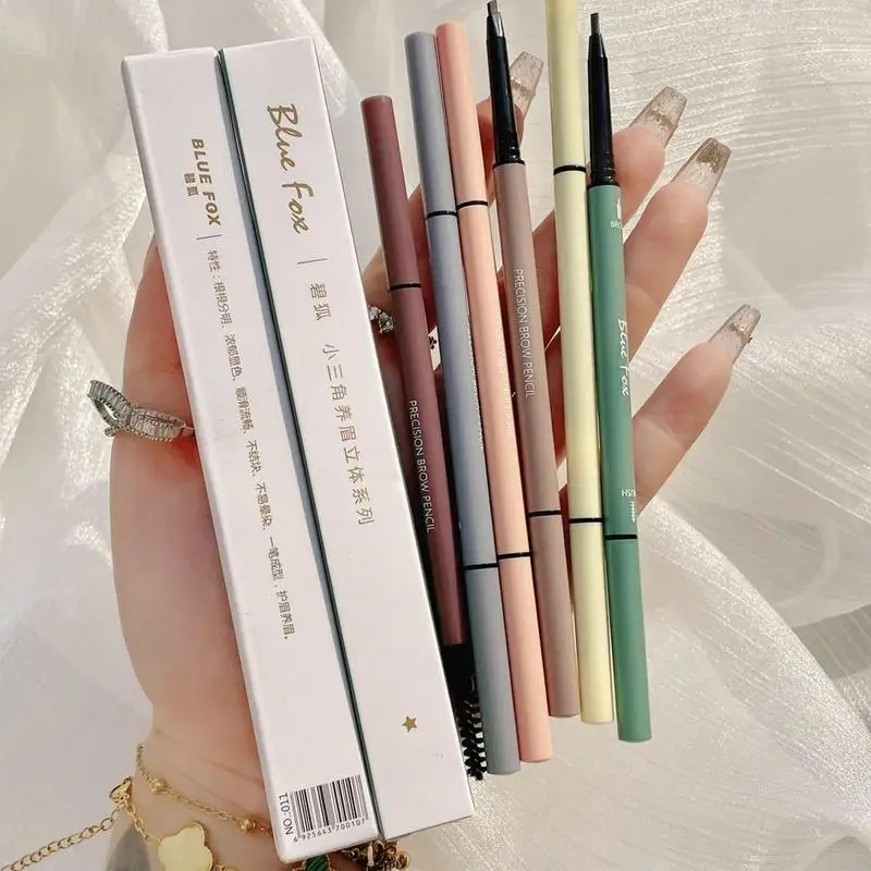 Waterproof Natural Brow Pencil Eyebrow Pencil Strong Shape Fine Refill High Saturation Double Head Eyebrow Pencil Silky Color