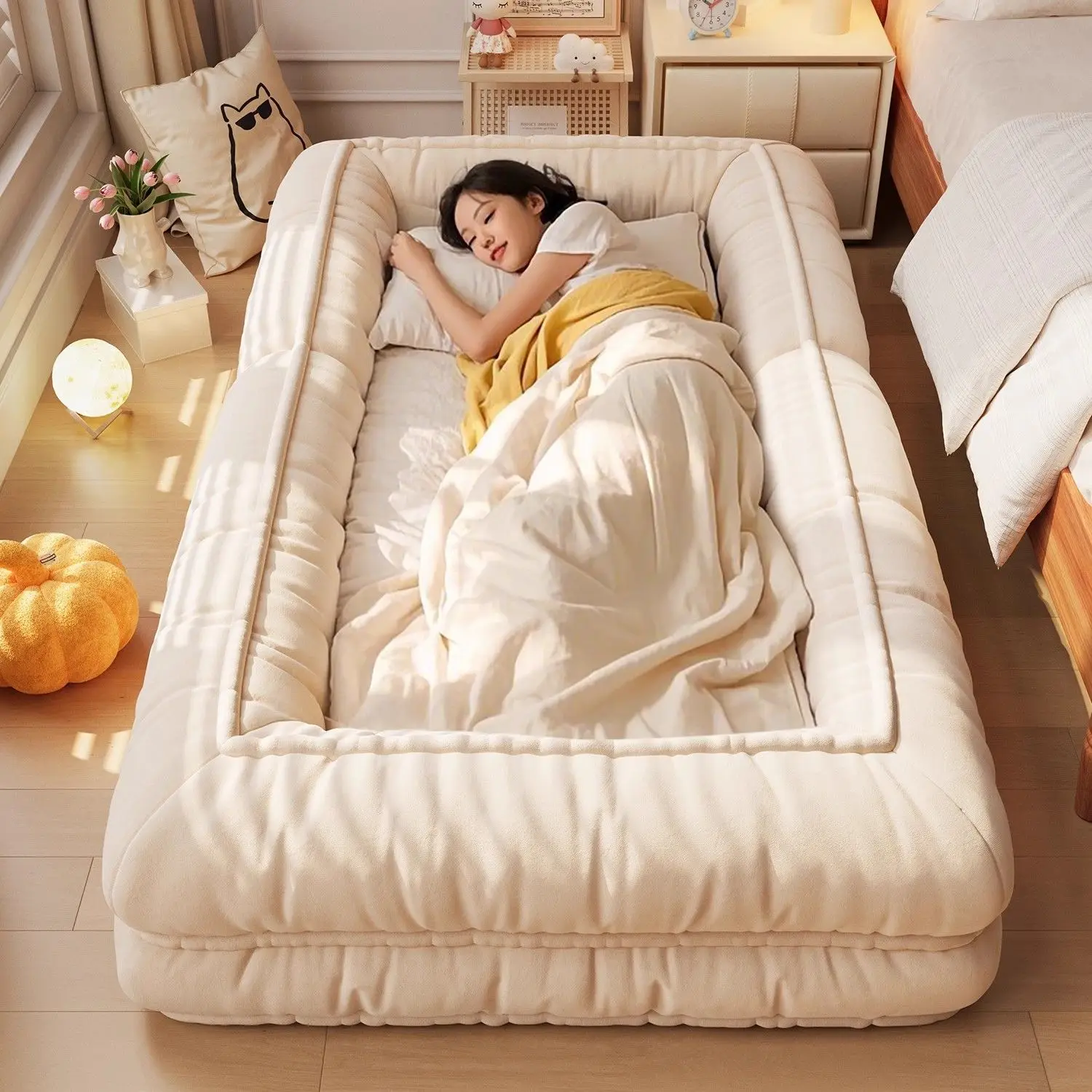 Convertible Sofa Bed 3 in 1 Foldable  Multi-Angle Adjustable High Density Sponge Folding Furniture for Living Room Bedroom