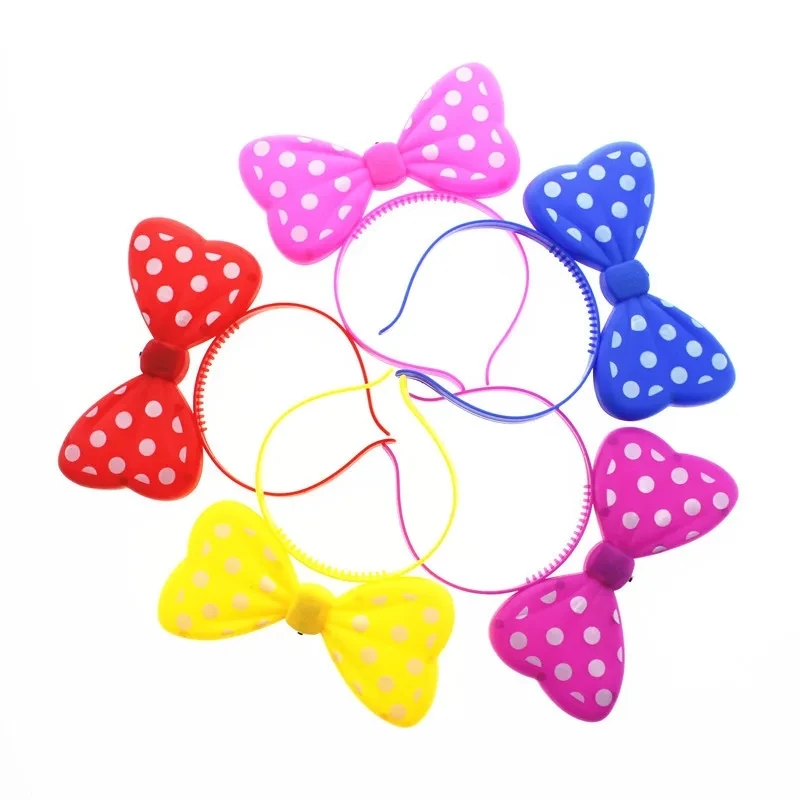 5/10pcs LED Light-up Bow Headband Multicolor Luminous Mouse Bow-knot Princess Crown Headdress Hair Hoop Band Wedding Party Decor