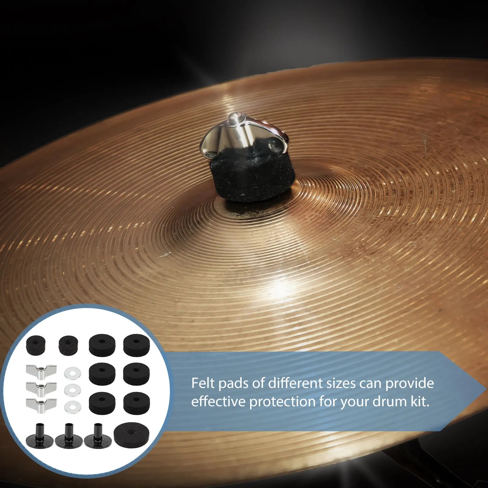 Drum Kit Felt Pad Set – Heavy-Duty Sponge Pads for Standard Drums, Noise-Reducing Practice Accessories