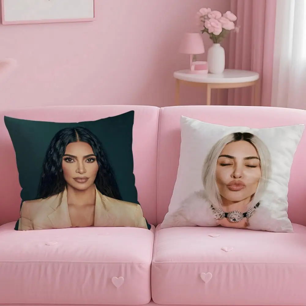 Popular Celebrity Kim Kardashian Cushion Cover Soft & Easy-Wash Pillow Case – Versatile for Couch, Bed, Travel and Office