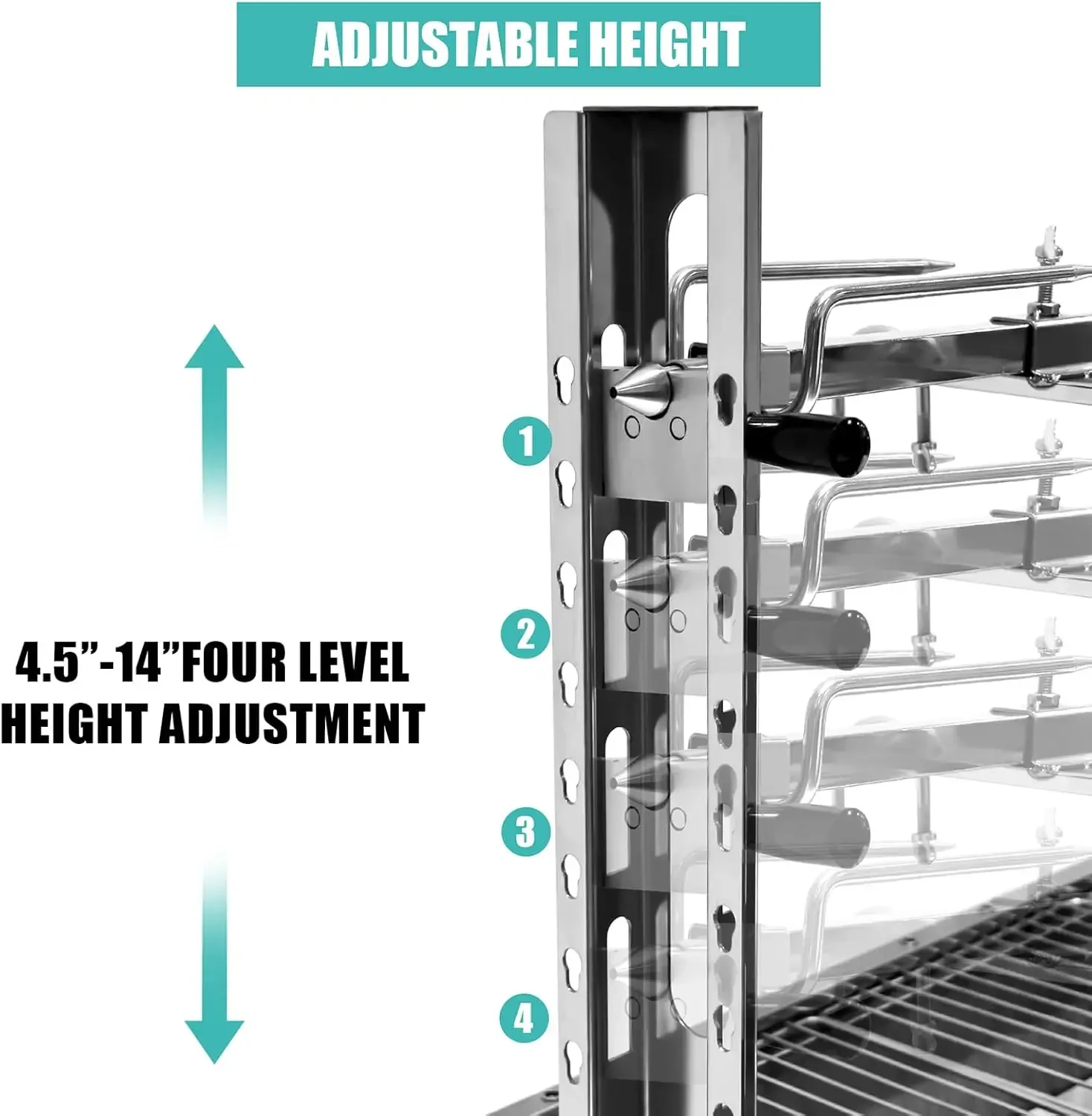 Steel Rotisserie Grill, 25W Motor Small Pig Lamb Rotisserie Roaster, 37'' 2 in 1 BBQ Charcoal Rotisserie Grill for Camping Outdo