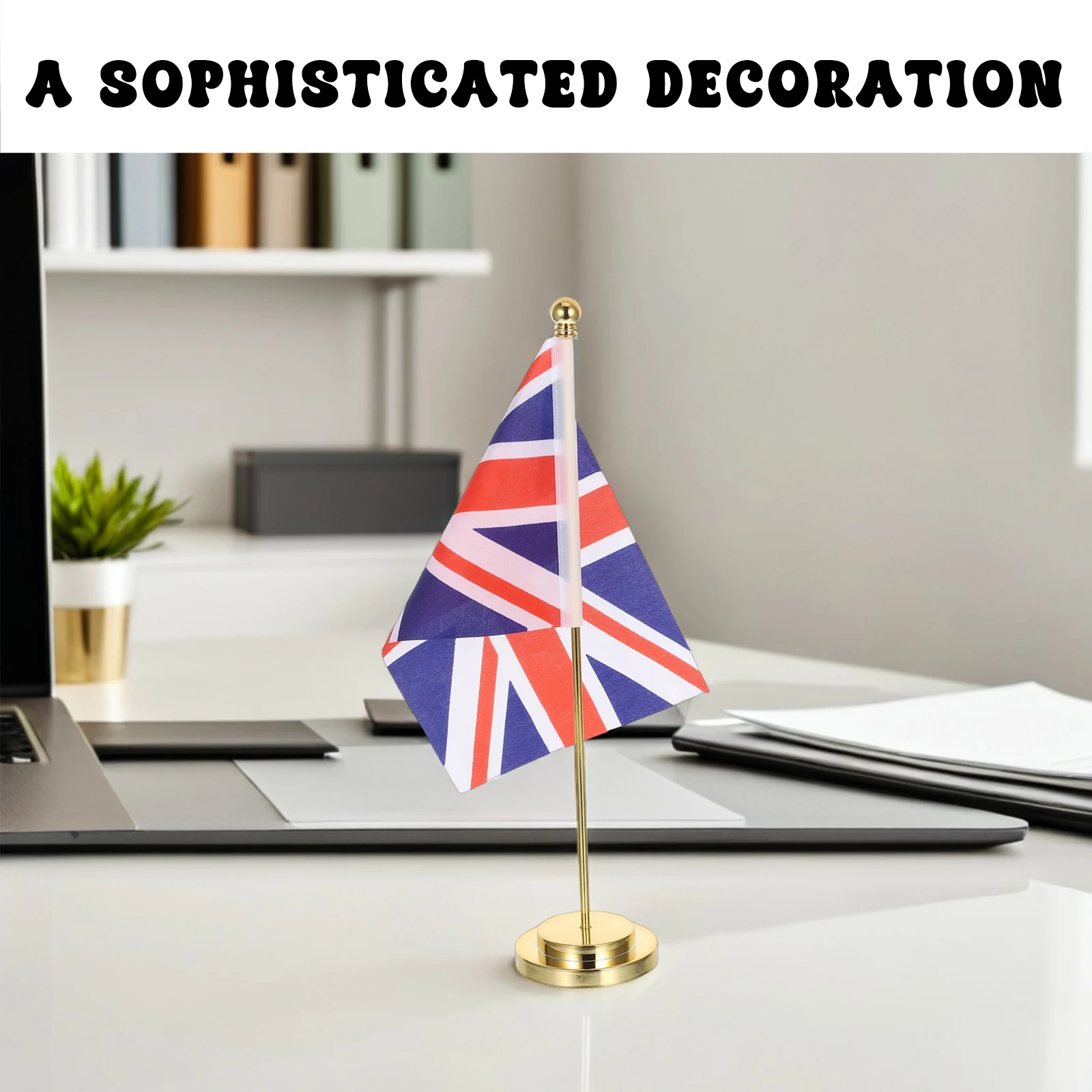 

Uk Desk Flag British Desktop Flag Metal Pole 12.18 X 8.25 Inch Office Table Decoration International Conference