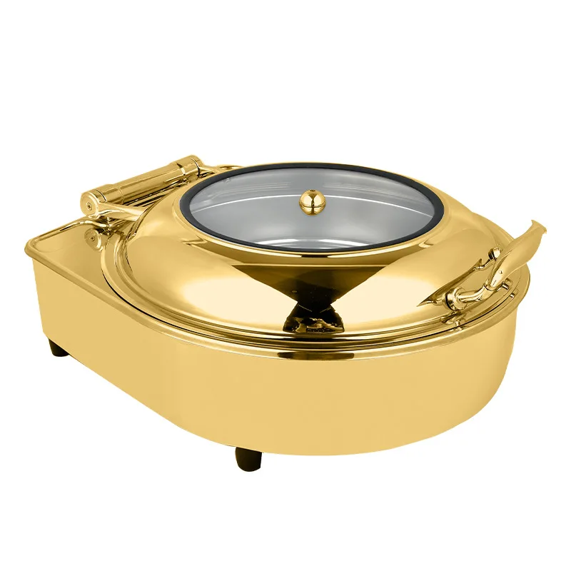 Chafing Dish Warmer Stainless Steel Gold Commercial Use Easy Assembly Sturdy Durable Stable Construction Space Saving