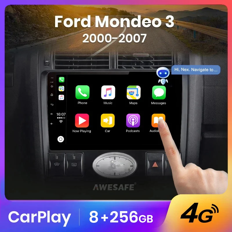 AWESAFE Wireless CarPlay Autoradio for Mondeo 3 2000 2001 2002 2003 - 2007  Car Radio Multimedia Player Android Auto Stereo GPS