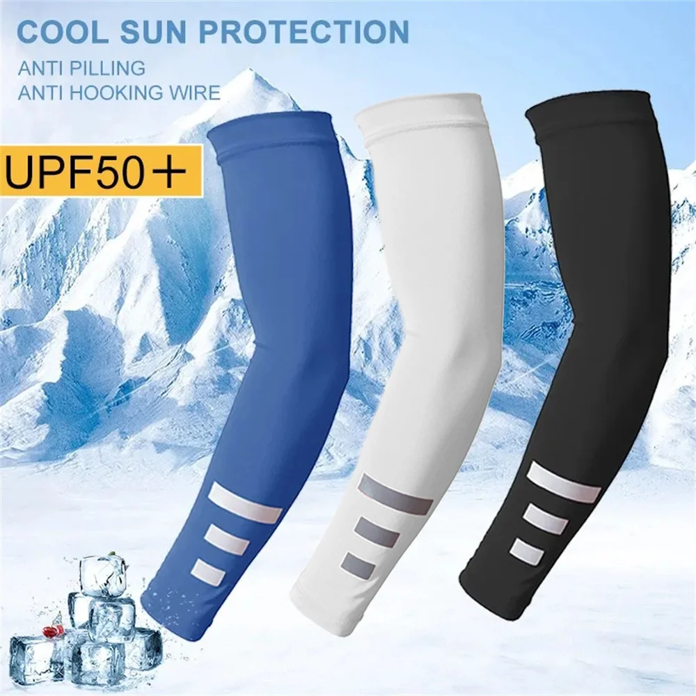 2PCS Summer Sun Uv Protection Women Arm Sleeves Reflective Night Cycling Running Arm Warmers Cover Men Sports Armguards Cuff