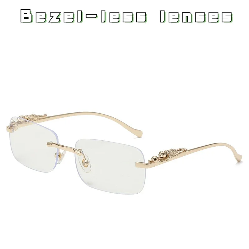 

Women's Sunglasses Retro Cheetah Ocean Transparent Male UV400 Rimless