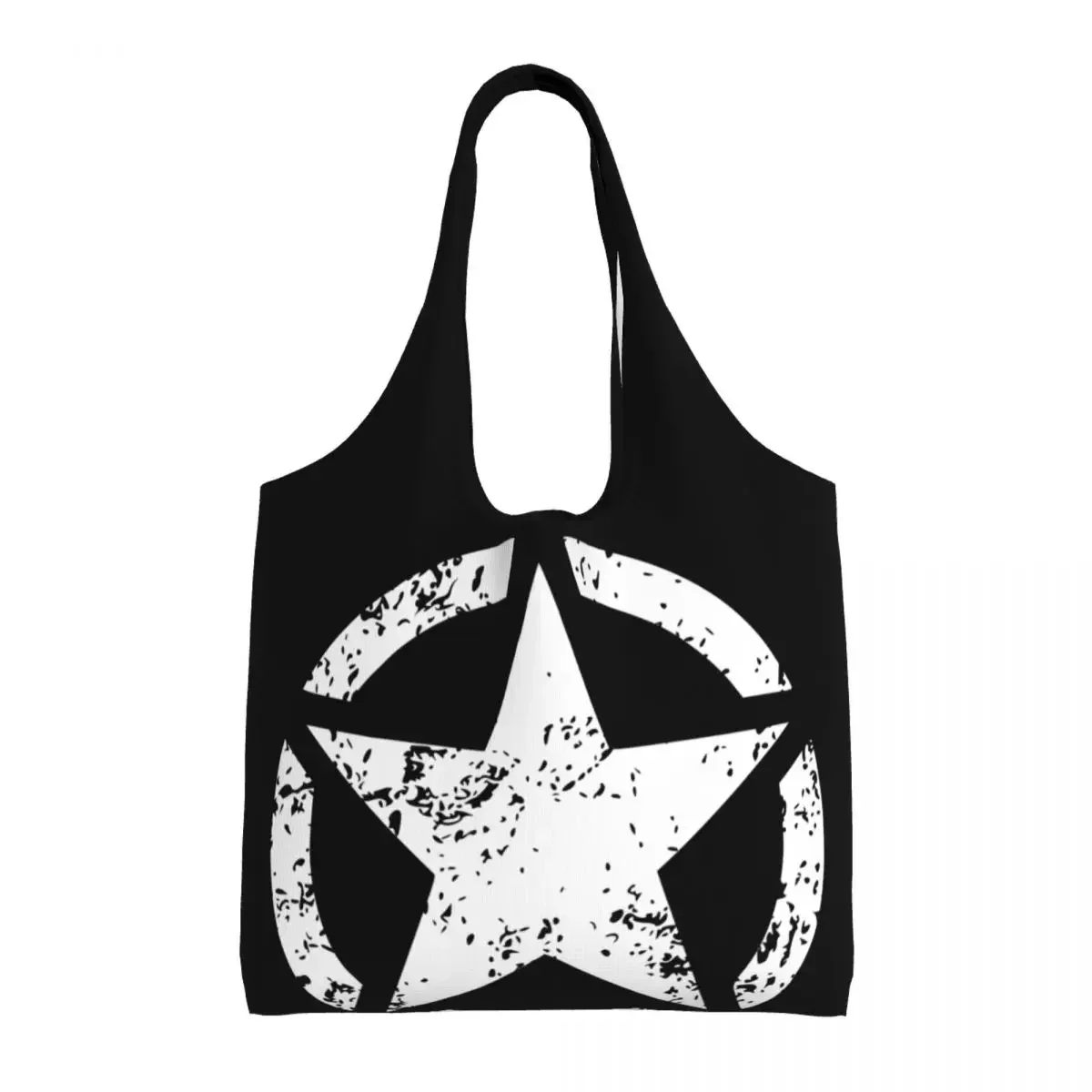 Custom Military Tactical Army Star Shopping Canvas Bags Women Reusable Big Capacity Groceries Shopper Tote  Handbags