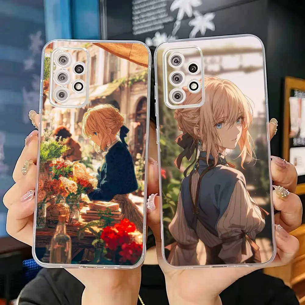 V-Violet Evergarden Anime Lovely Phone Case Transparent Silicone Soft For Samsung S25,S24,S21,S22,S23,S30,Ultra,S20,Plus,Fe