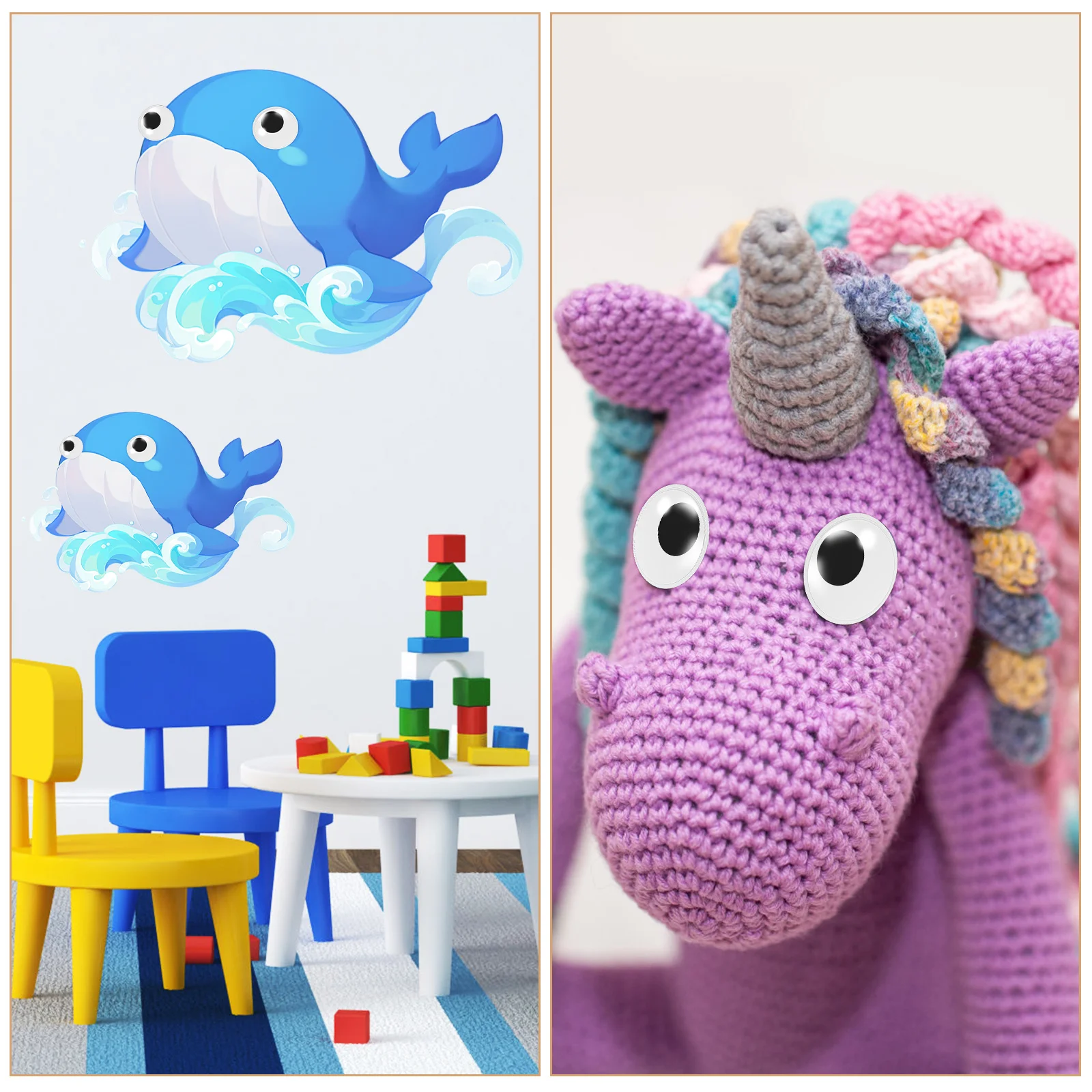 

6 pcs Self-Adhesive Googly Craft Stuffed Animals Fake Safety For Making Pvc Material Multiple Sizes Large Small Crochet
