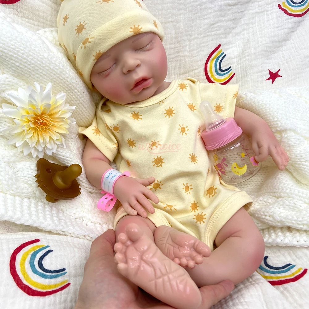Realistic Full Silicone 45cm Reborn Baby Girl Open Mouth Washable Newborn Model Anatomically Correct Doll for Parenting Practice