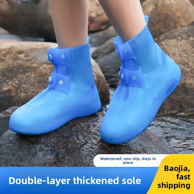 Men's Thickened Waterproof Anti-Slip High-Tube Silicone Rain Boot Covers Durable Outdoor Footwear for Rainy Days