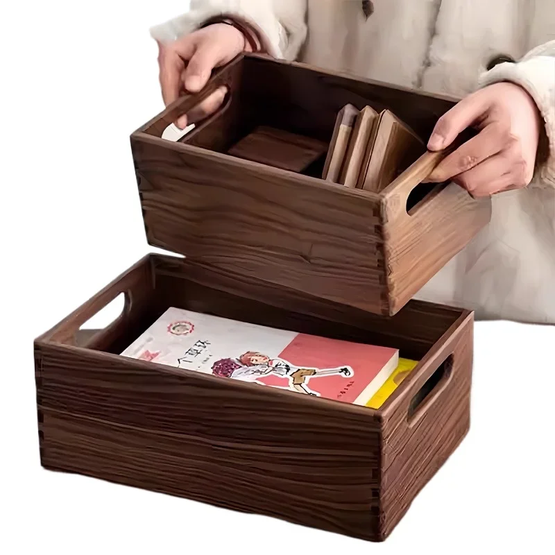 

Black walnut frame, box wooden box storage frame, retro storage basket home furnishing