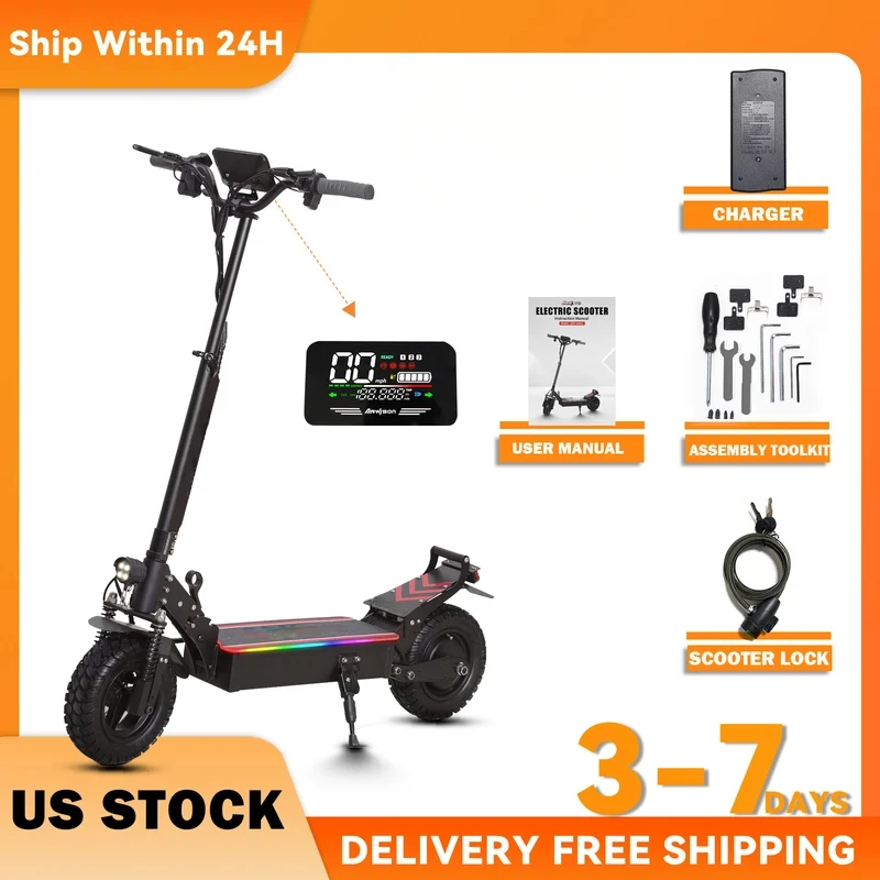 Patinete eléctrico para adultos Q30 - Motor de 2500W, velocidad máxima de 30 MPH, batería de 48V16AH, neumáticos todoterreno de 11 pulgadas, patinete deportivo plegable para viajes