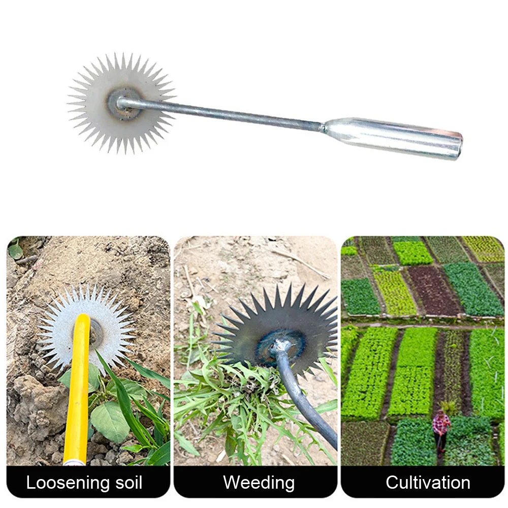 Manual Weed Remover Tool  for Lawn and Garden Sun Flower Shape Teeth Dual Purpose Manganese Steel Forged Hand Weeder