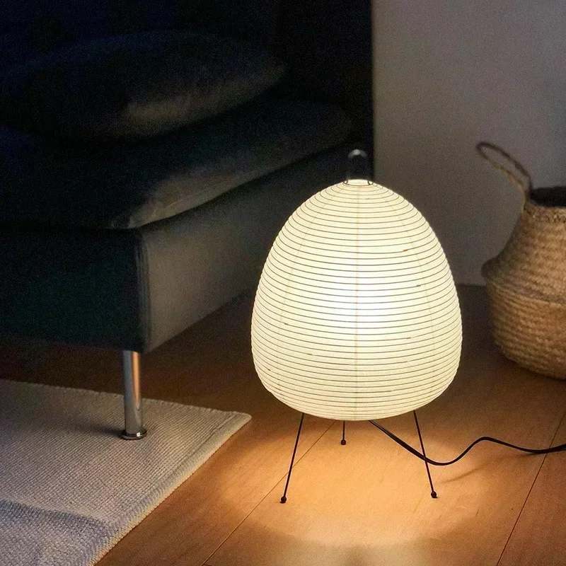 Estilo japonês Noguchi Rice Paper LED Desk Lamp, Sala de estar, Quarto, Homestay, Decoração Criativa, Tripé Floor Lamp