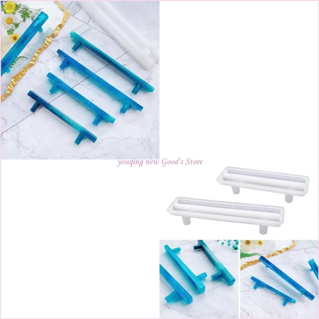 57QA Handle Silicone Mold for Fruit Plate Agate-Platter Long Rectangle Handle Resin Molds Jewelry Tray Making Craft