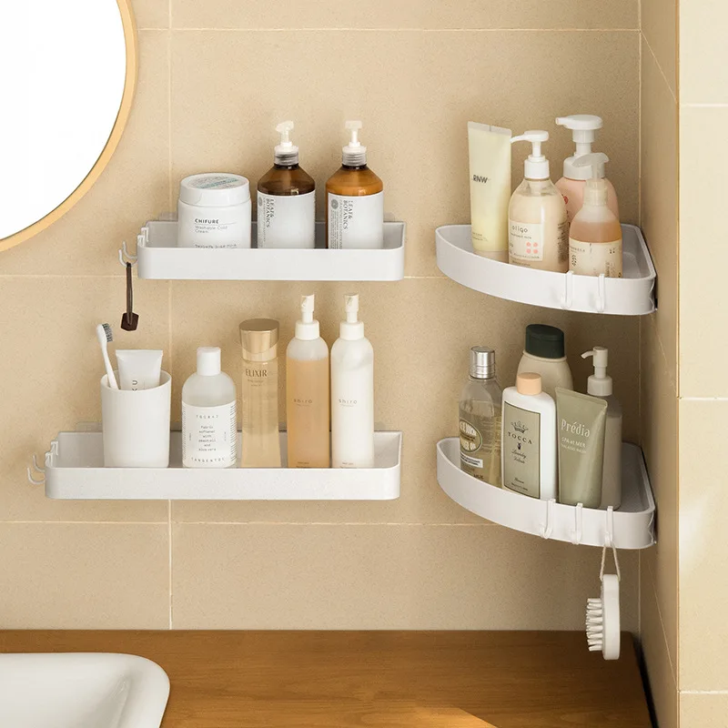 Bathroom Shelves No-drill Wall Mounted Corner Shelf Shower Storage Rack Shampoo Holder Toiletries Organizer Bathroom Accessories