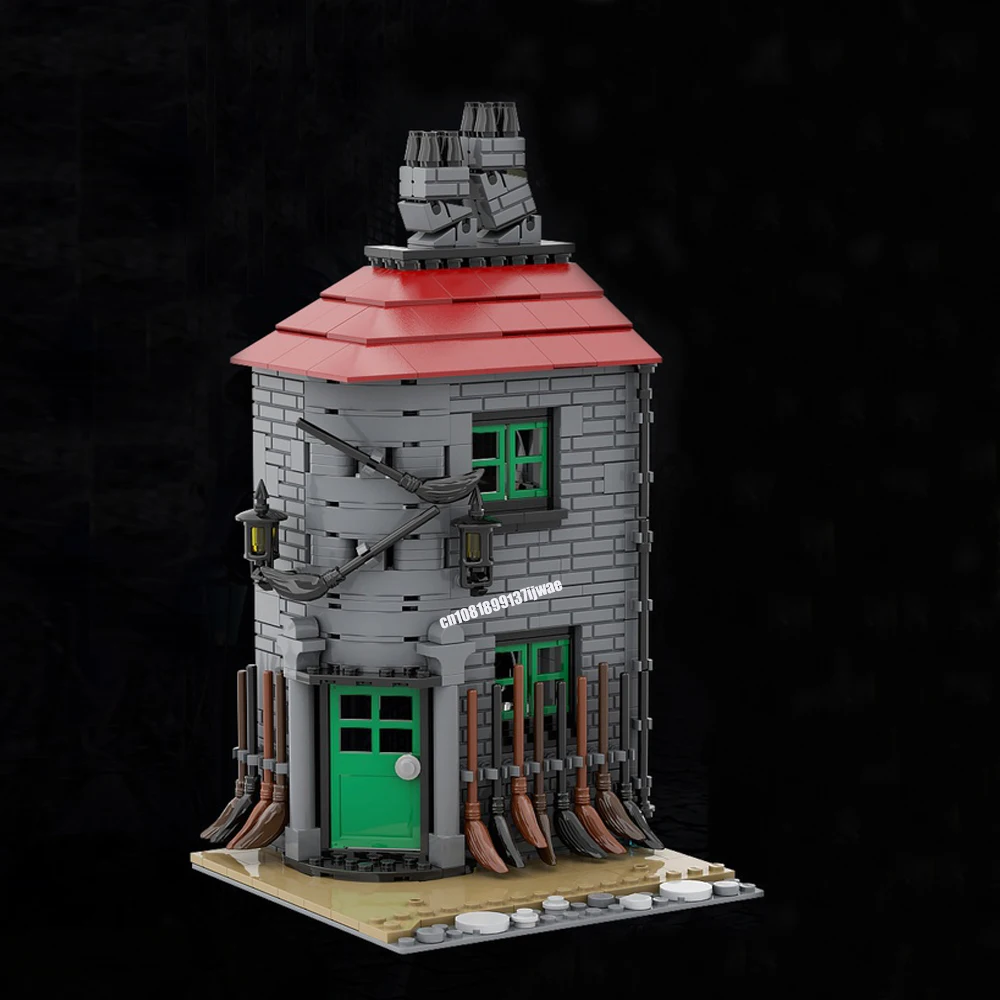 magic Movie Moc Potages Cauldron shop Owl Emporium Terror Tours office Broomstix Broom Shop model creative ideas ChildToy blocks