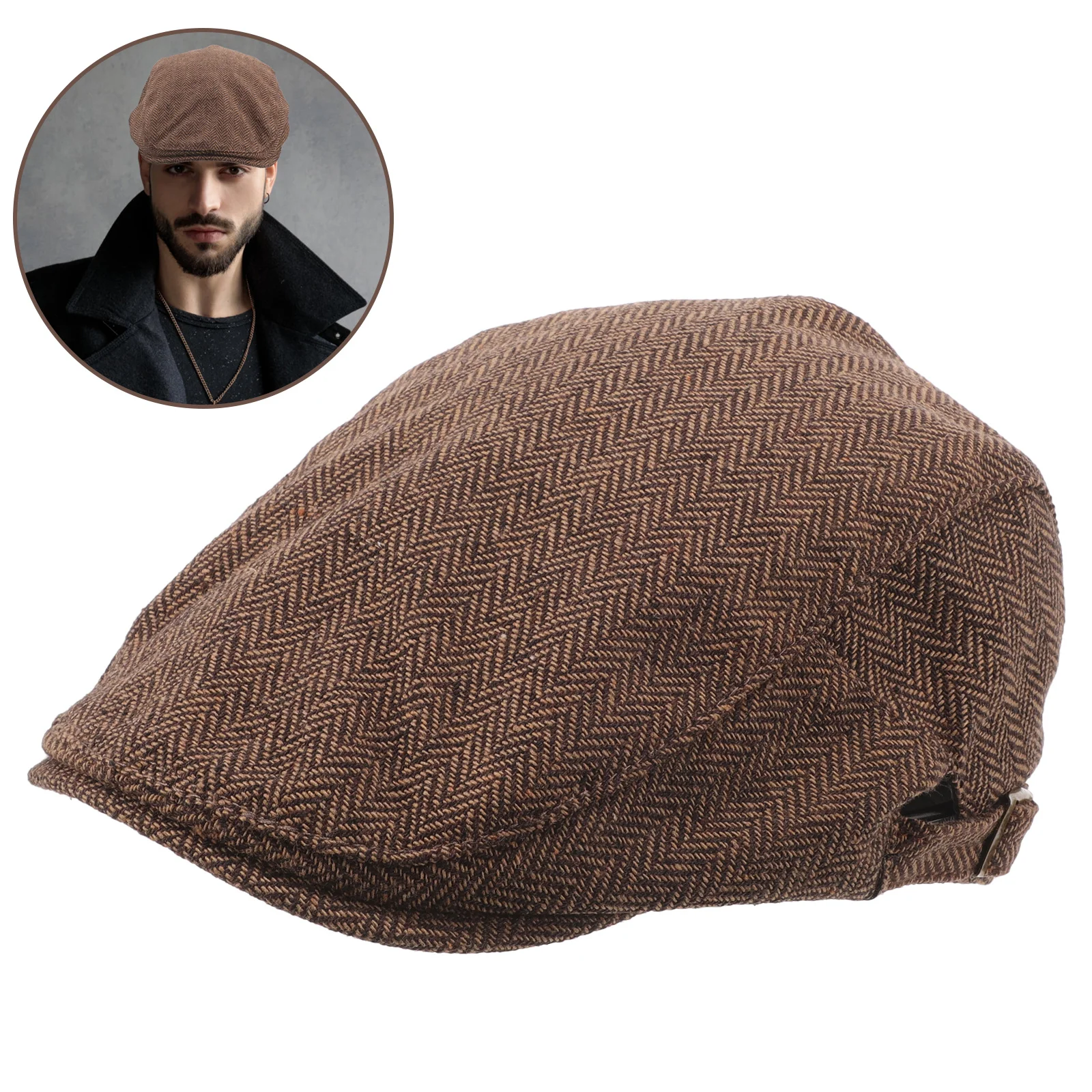 

Vintage Style Men Beret Hat Adjustable Outdoor Beret for Men Warm Winter Fashion Cap Soft Comfortable Long Wearing Durability