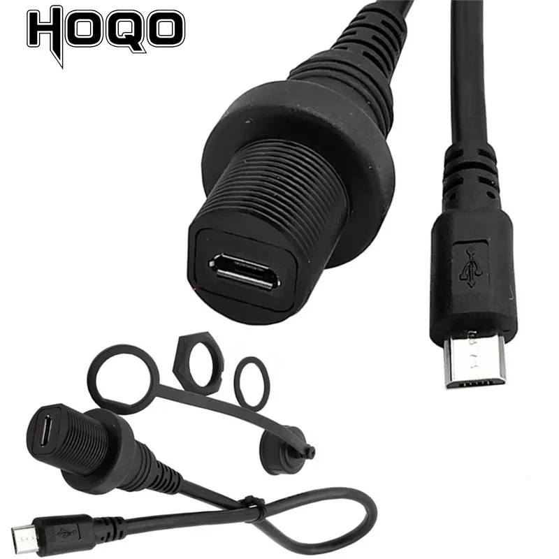 

0.3m 1m Micro USB Waterproof Cable,Micro-USB 2.0 5pin IP67 Male to Female Panel Mount Water Proof Connector Extension Cord