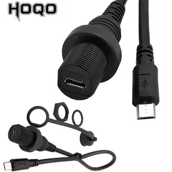 0.3m 1m Micro USB Waterproof Cable,Micro-USB 2.0 5pin IP67 Male to Female Panel Mount Water Proof Connector Extension Cord