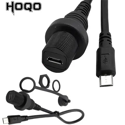 0.3m 1m 마이크로 USB 방수 케이블, 마이크로 USB 2.0 5pin IP67 남성-여성 패널 마운트 방수 커넥터 연장 코드