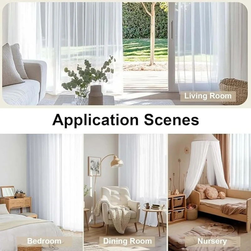 S-Falten Weiße Tüll-Gardinen für Wohnzimmer, Esszimmer, Schlafzimmer – Transparente Voile für Fenster, Modische Elegante Türvorhänge – Detail 10