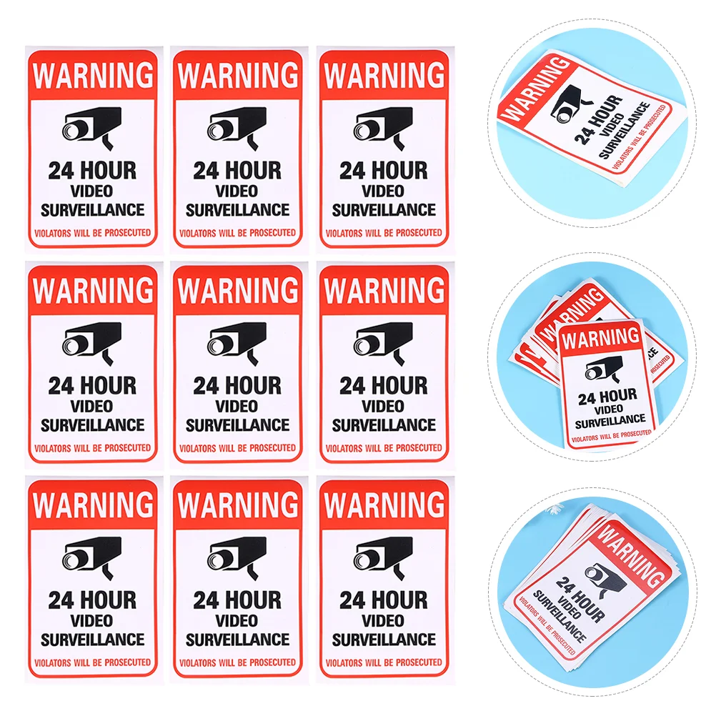 

40 Pcs The Sign Warning Stickers Office Signs Adhesive Video Surveillance 24 Hour Vedio Security camera decal
